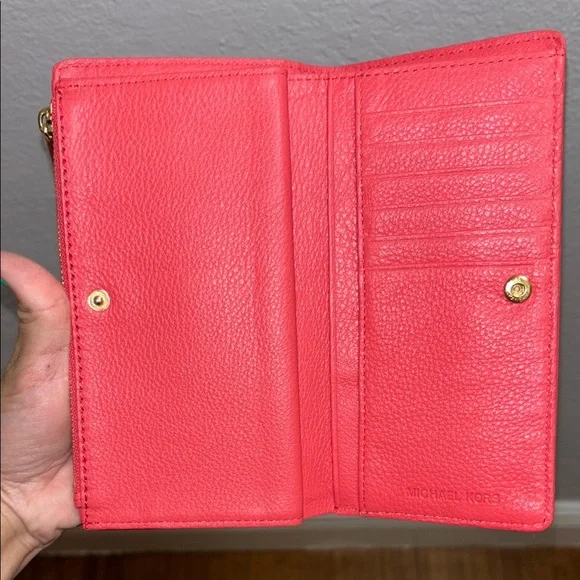 Michael Kors Light/Soft Red Leather Wallet - Picture 11 of 14